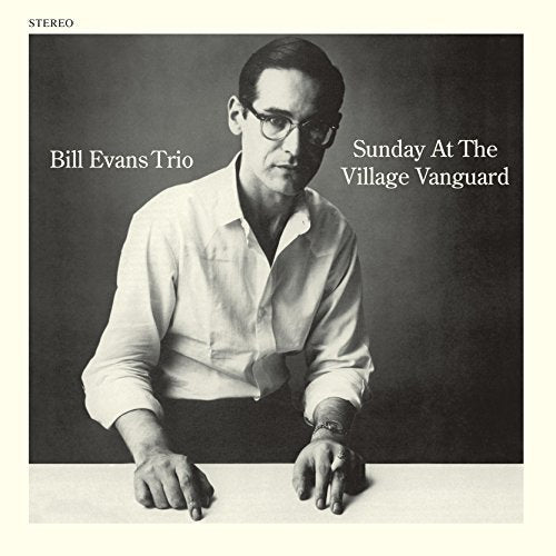 Black and white album cover featuring pianist Bill Evans.