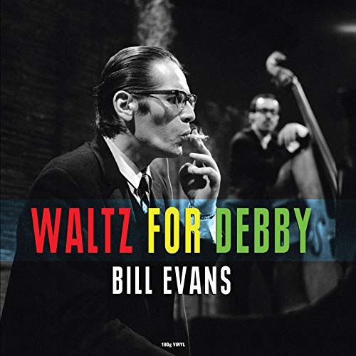 Bill Evans album cover, “Waltz For Debby”, showing Evans smoking with musicians.