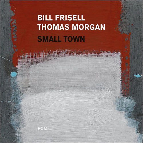 "Album cover with abstract red, white, and gray paint strokes and artist names."