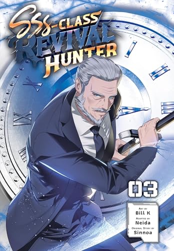 Manga cover featuring a silver-haired man in a suit with a clock background.