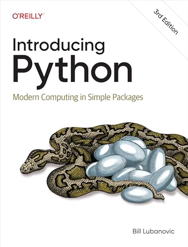 Book cover: “Introducing Python” with a snake and pills illustration.