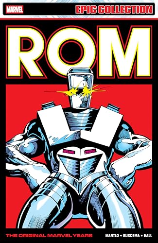 Comic book cover featuring the silver robot character Rom, mid-action pose.