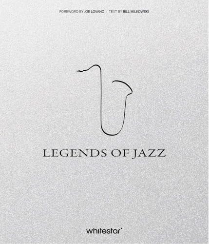 Book cover for "Legends of Jazz" featuring a saxophone outline.