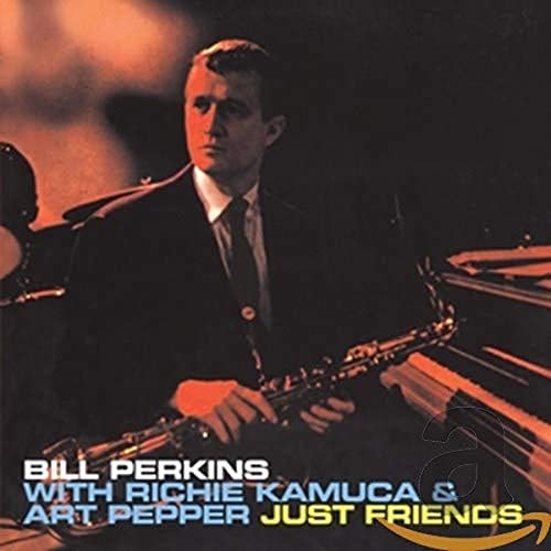 Bill Perkins album cover featuring a man with a saxophone and piano.