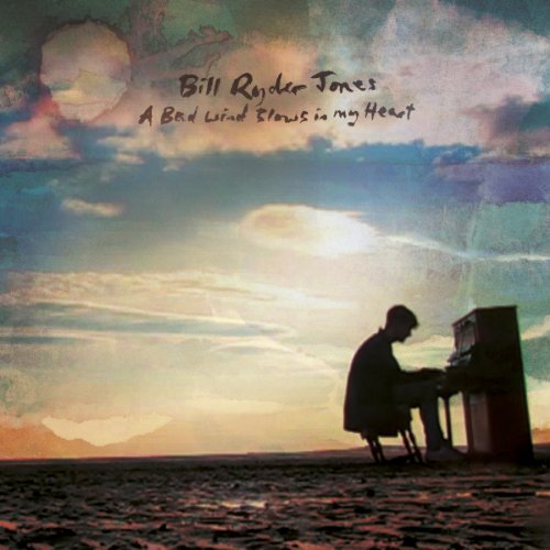 Album cover: man at piano in a field at sunset.