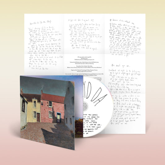 CD cover for Bill Ryder-Jones’ “Iechyd Da” with handwritten lyrics and a house.