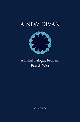 Book cover: dark blue background with a blue floral design.