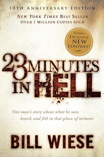 Book cover: "23 Minutes in Hell" by Bill Wiese, with gold seal.