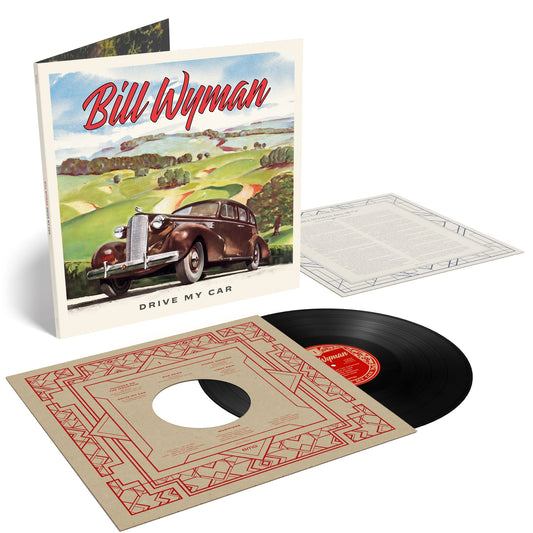 Bill Wyman "Drive My Car" vinyl record, cover with vintage car illustration.