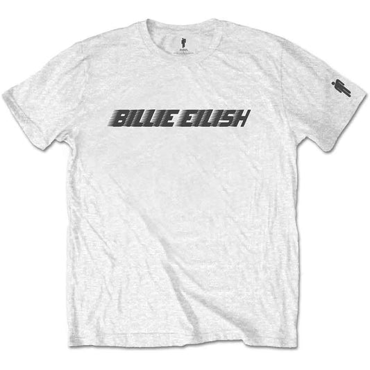 White Billie Eilish t-shirt with logo, size XXL, laid flat.