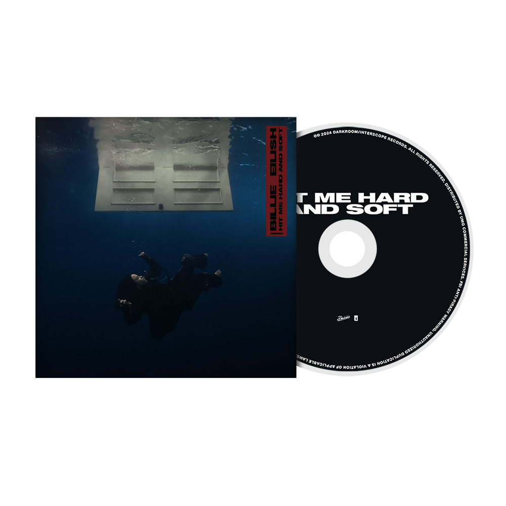 Billie Eilish album “Hit Me Hard and Soft” CD with underwater imagery.