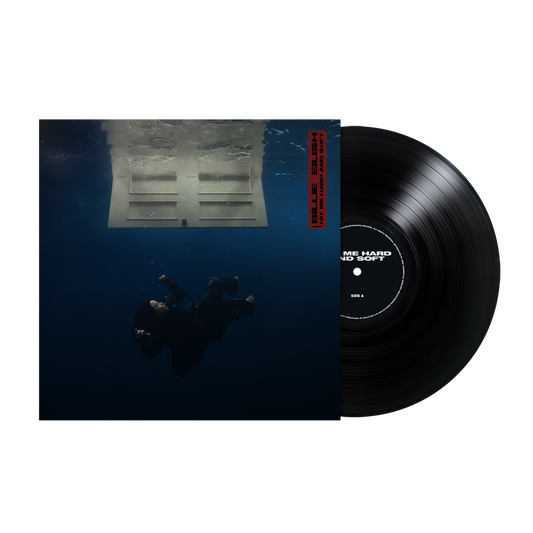 Billie Eilish vinyl record with underwater imagery and black label.