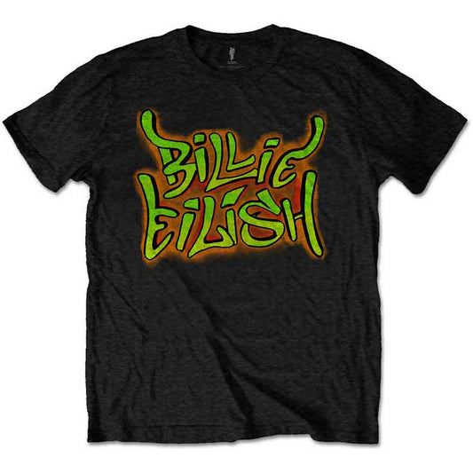 Billie Eilish kids' t-shirt with colorful graffiti-style print, size 13-14 years.