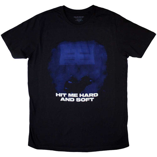 Blue lines graphic on a small, unisex Billie Eilish t-shirt.