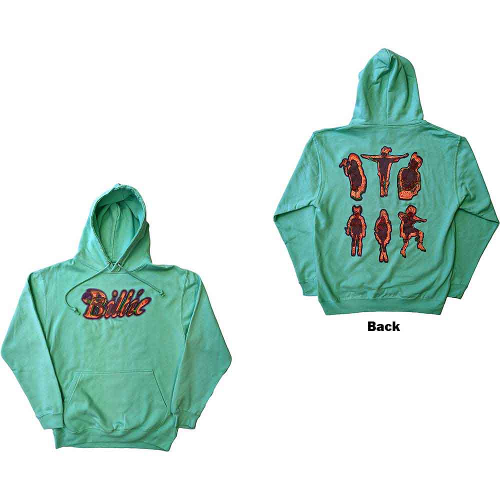 Black Billie Eilish hoodie, XX-Large, with silhouette back print.