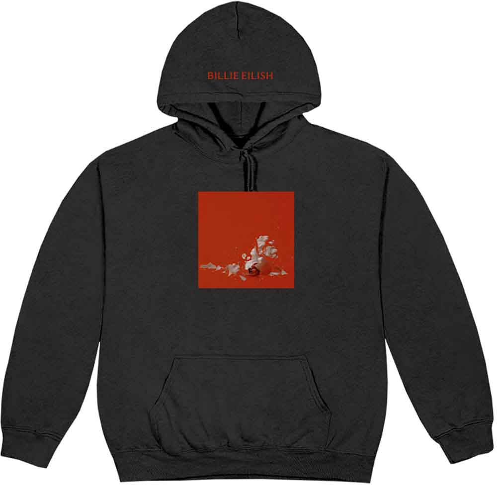 Gray hoodie with “Therefore I Am” text, Billie Eilish branding, size small.