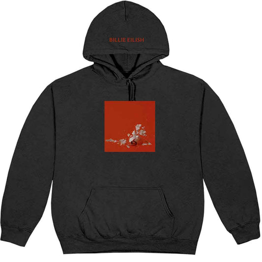 Gray hoodie with “Therefore I Am” text, Billie Eilish branding, size small.