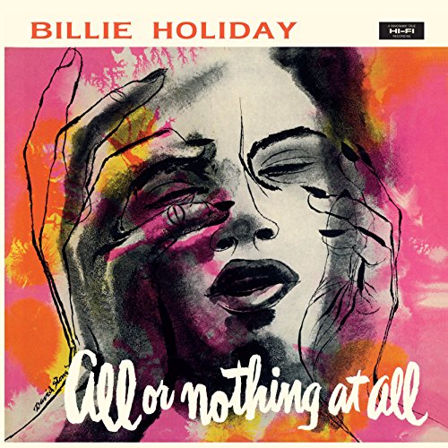 "Billie Holiday album cover featuring an abstract illustration of a woman's face."