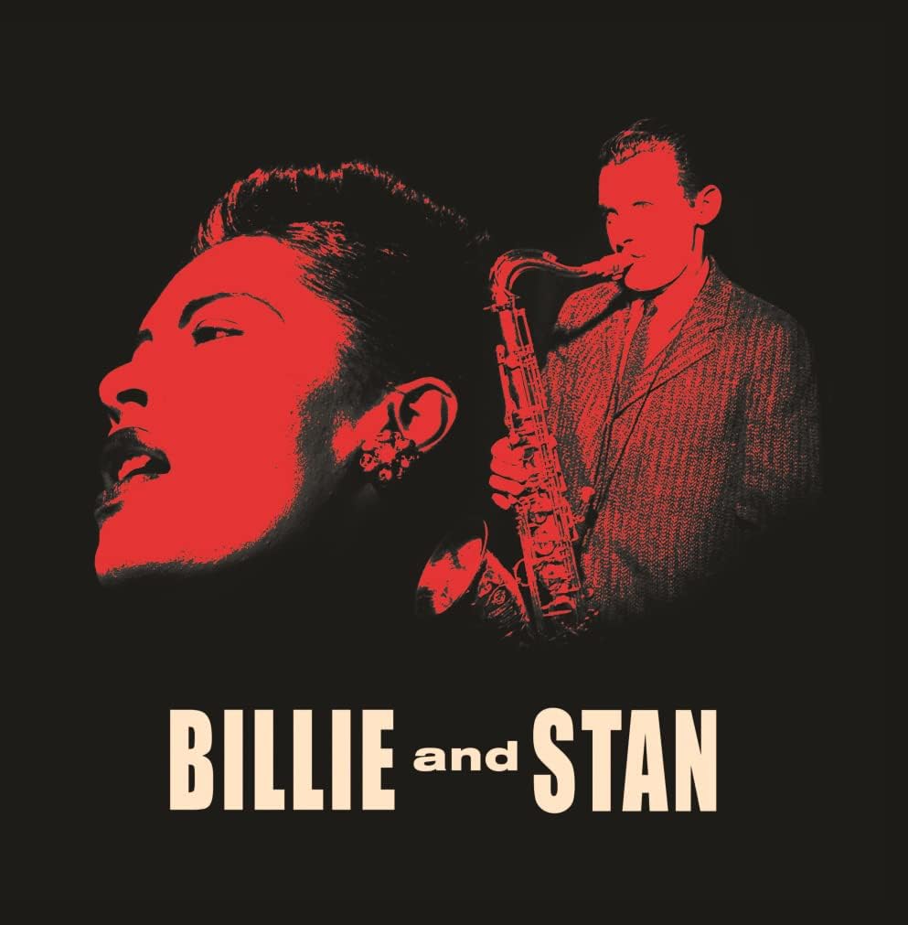 Red and black album cover featuring Billie Holiday and Stan Getz.