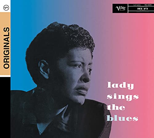 Billie Holiday portrait album cover, “Lady Sings the Blues” vinyl record.