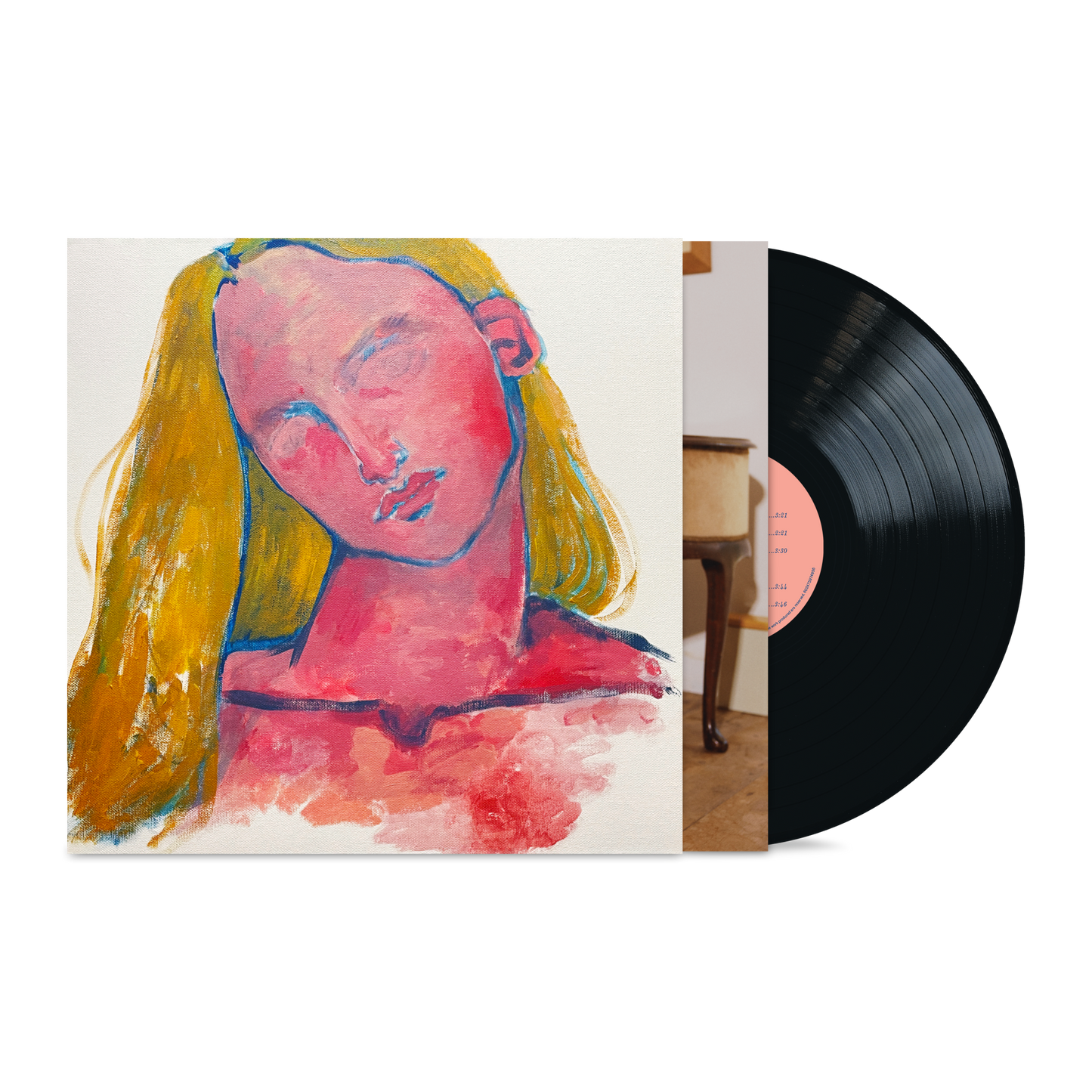 Vinyl record with cover art depicting a painted portrait of a woman.