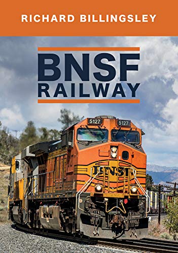 Book cover featuring an orange and yellow BNSF Railway locomotive.