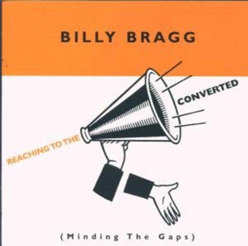 "Album cover with hand holding megaphone, white background, and orange header."