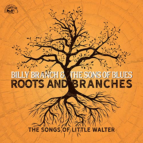Album cover featuring a black tree silhouette on an orange wood grain background.