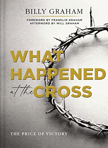 Book cover with thorny crown imagery and gold text: "What Happened at the Cross.