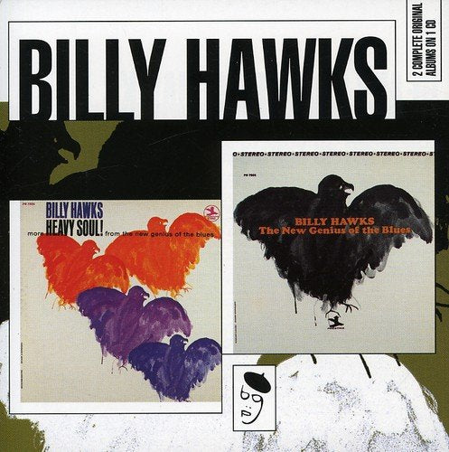 Red album cover featuring Billy Hawks' name and two album artworks with vultures.
