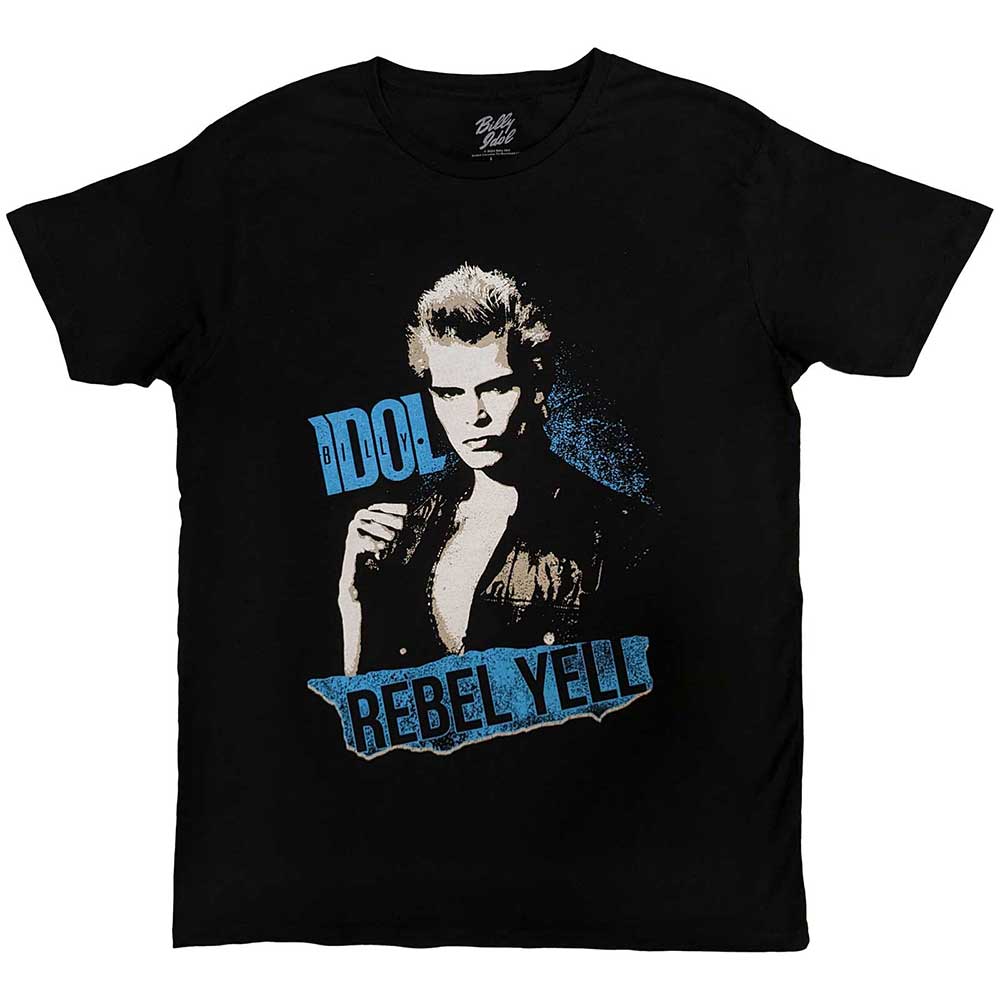 Blue t-shirt featuring Billy Idol's "Rebel Yell" artwork, size XX-Large.