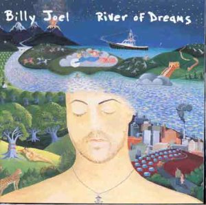 Billy Joel’s “River of Dreams” CD cover: surreal landscape with a face.