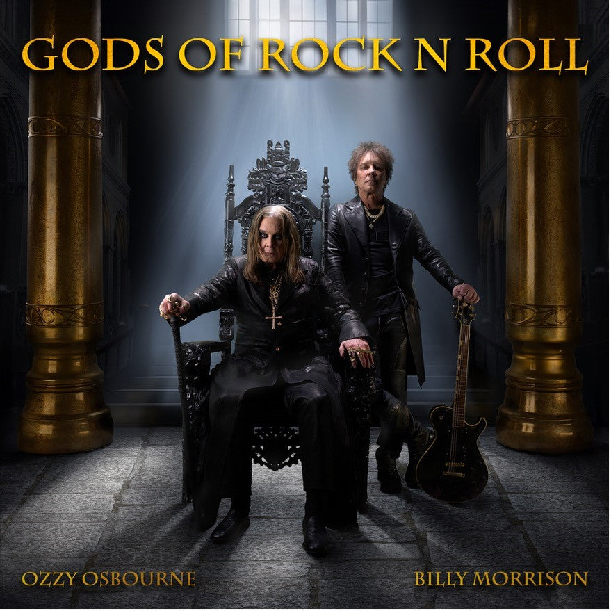 Ozzy Osbourne and Billy Morrison album cover, featuring two men in a throne room.