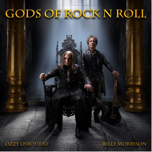 Ozzy Osbourne and Billy Morrison album cover, featuring two men in a throne room.