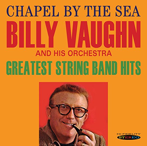 "Album cover with orange background, featuring Billy Vaughn holding a pipe."