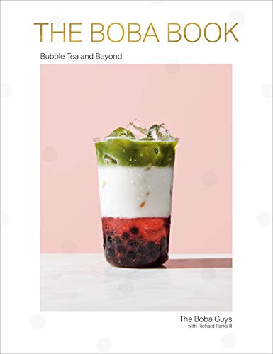 Book cover featuring a layered bubble tea drink on a pink background.