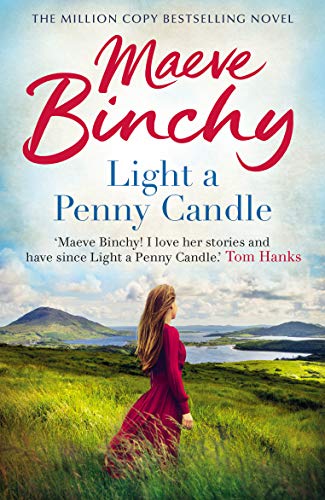 Book cover: “Light a Penny Candle” by Maeve Binchy, woman by lake.