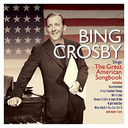 Bing Crosby album cover featuring him with an American flag backdrop.