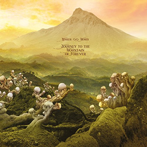 Vinyl album cover art featuring a fantastical mountain landscape with mushroom-like figures.