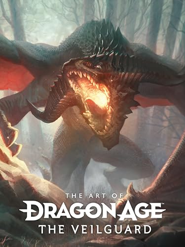 A large, dark dragon with a glowing mouth in a misty forest, book cover art.