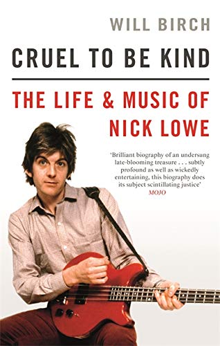 Book cover featuring musician Nick Lowe with a red electric guitar.