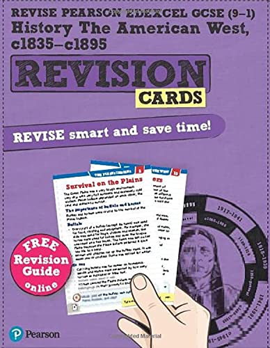 A hand holds revision cards titled History The American West on a purple background.