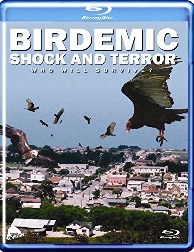 Birdemic Shock and Terror" Blu-ray cover with birds flying over a town.