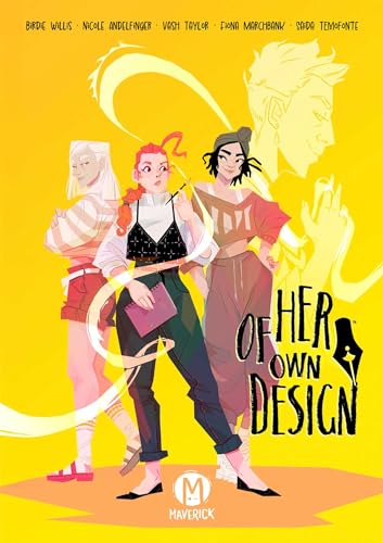 Book cover with illustrated women in stylish clothing, yellow background.