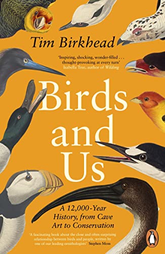 Book cover: colorful bird illustrations with title "Birds and Us.