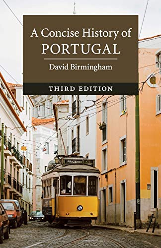 Book cover: "A Concise History of Portugal" with a Lisbon street scene.
