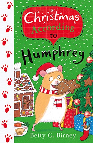 Book cover: hamster with Santa hat holding a gingerbread cookie, Christmas theme.