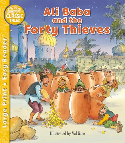 Book cover: “Ali Baba and the Forty Thieves” with a desert scene.