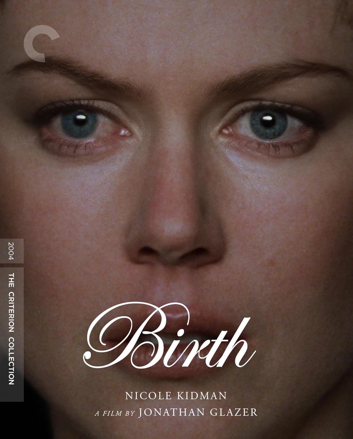Close-up of Nicole Kidman’s face on the “Birth” Criterion Collection Blu-ray cover.