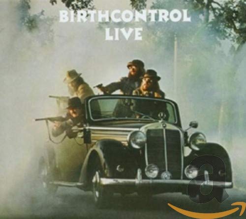 CD cover: Band in vintage car with rifles, smoky background.